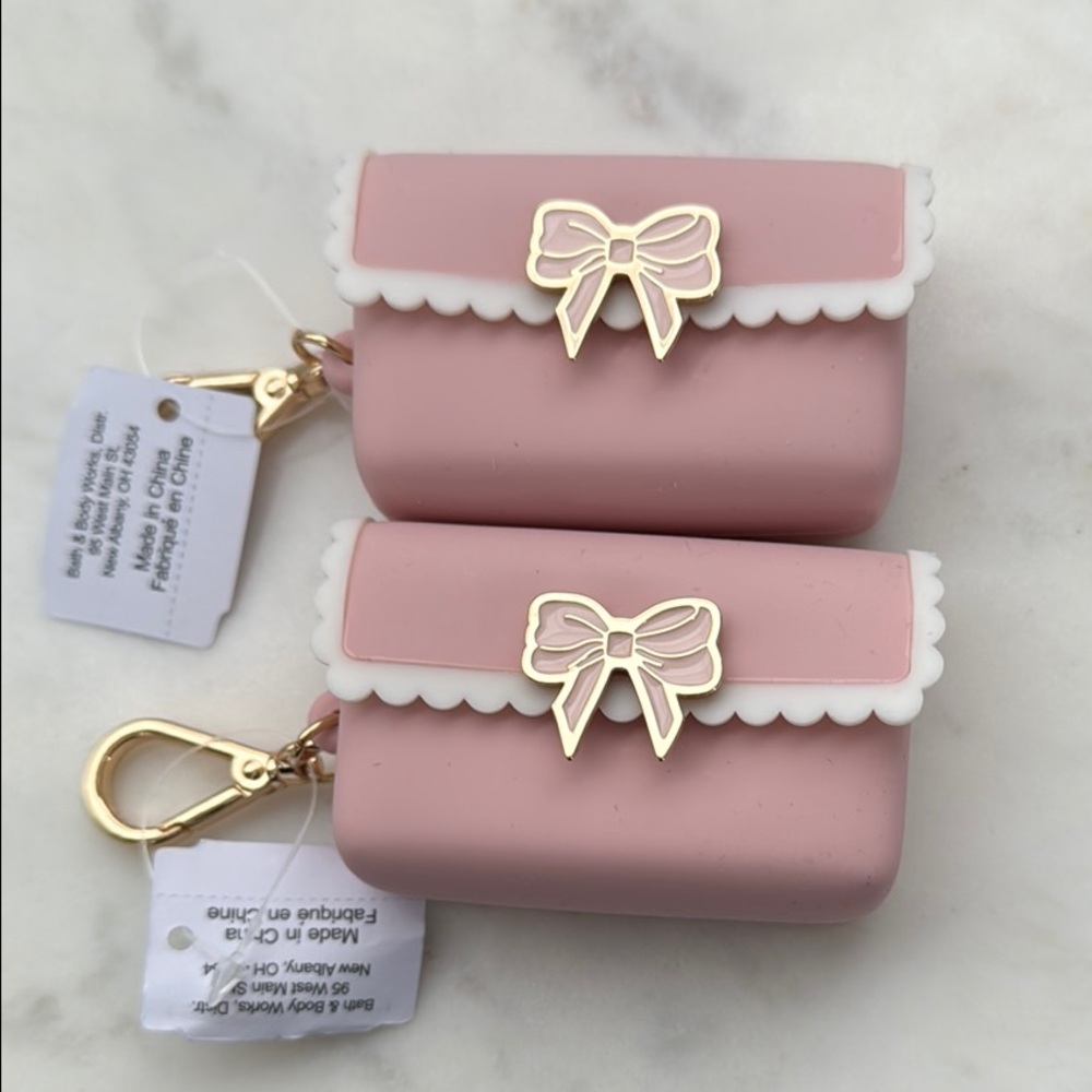 Pink Bow Mini Pouch Keychain Pocketbac Holder